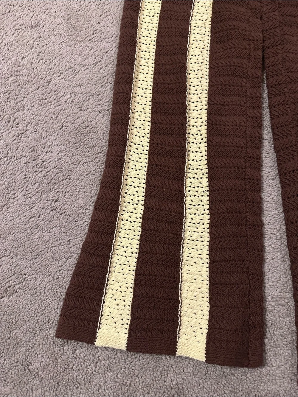 Free‎ People crochet set co-ord matching set pants knit cozy boho striped Small